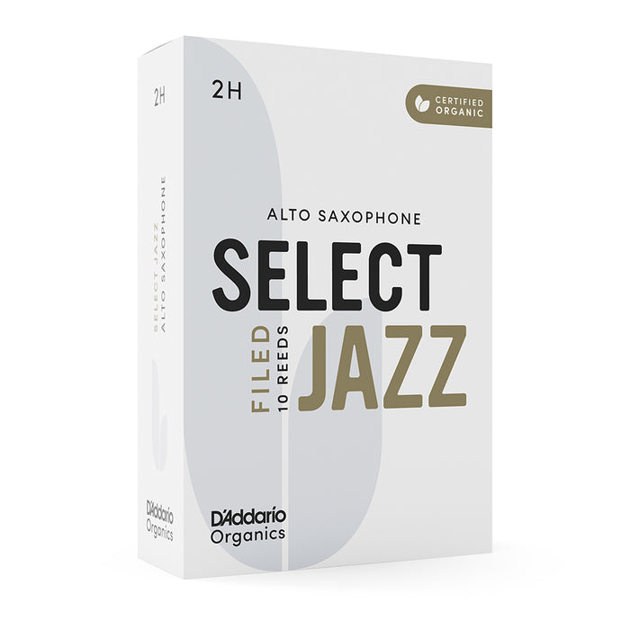 D'Addario Organic Select Jazz Alto Saxophone Filed Reeds (10 pack)
