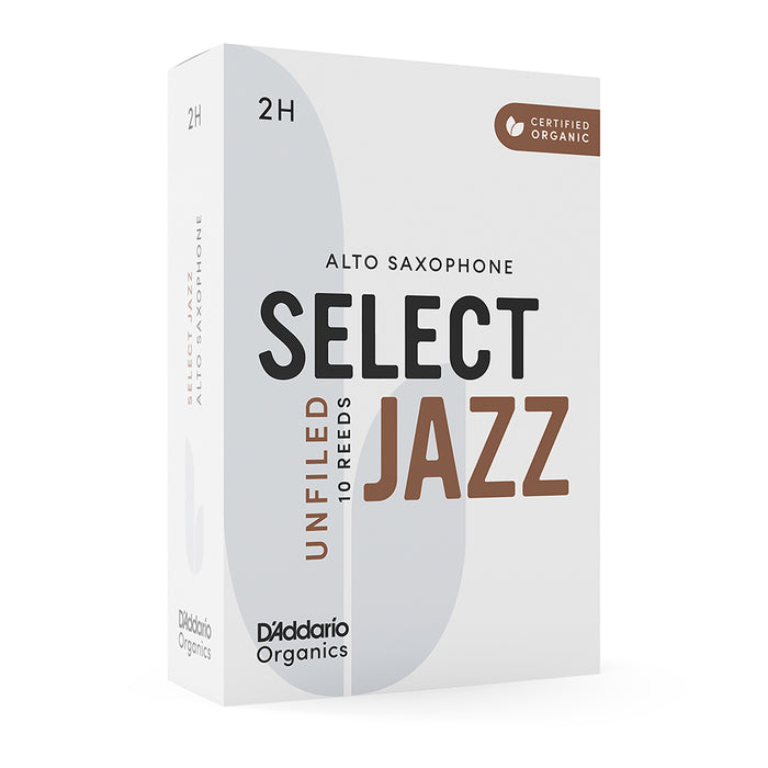 D'Addario Organic Select Jazz Alto Saxophone Unfiled Reeds (10 pack)