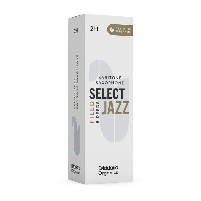 D'Addario Organic Select Jazz Baritone Saxophone Filed Reeds (5 pack)
