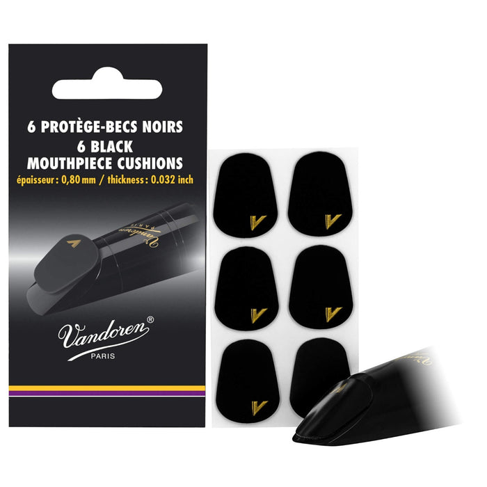 Vandoren VMCX6 Mouthpiece Cushions - Black 0.8mm (Pack of 6)