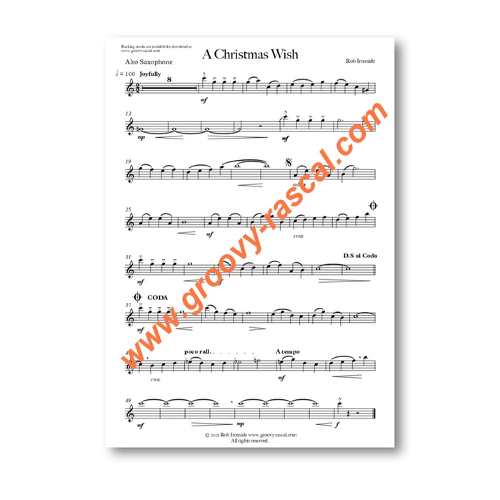 Groovy Rascal 'A Christmas Wish' Sheet Music for Alto Saxophone & Piano