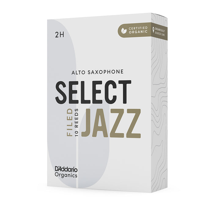 D'Addario Organic Select Jazz Alto Saxophone Filed Reeds (10 pack)