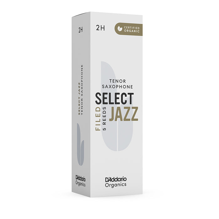 D'Addario Organic Select Jazz Tenor Saxophone Filed Reeds (5 pack)